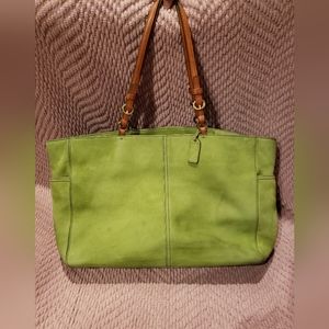 Coach Rare Green Suede/Nubuck Large Womens Tote Shoulder Purse